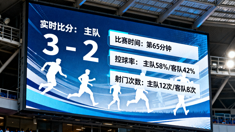 体育场馆内大屏实时比分与比赛数据展示
