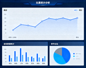 体育数据分析界面中展示比赛统计图表