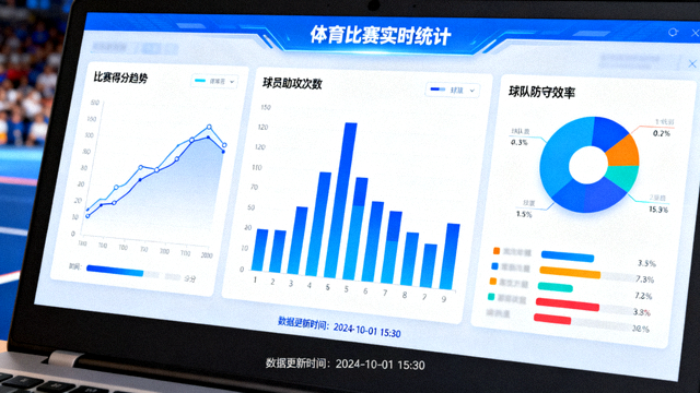 体育数据可视化界面展示比赛统计图表与指标